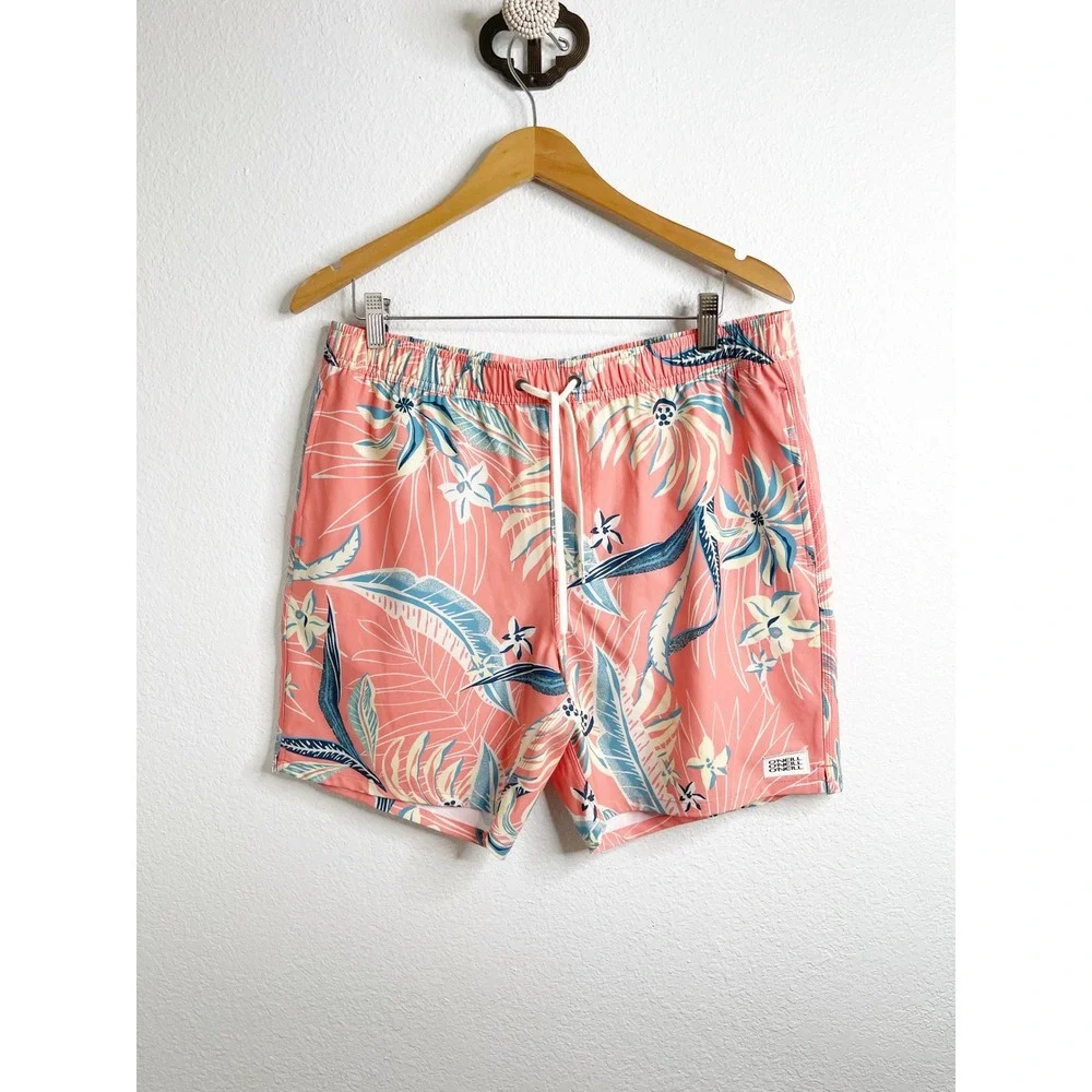 O'Neill Mens Hyperfreak Stretch Board Shorts Coral Pink‎ Tropical Swim Large